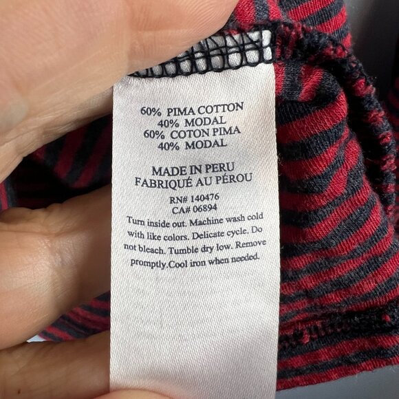 Faherty Mens Cloud Long Sleeve Henley Red Blue Cumberland Stripe Pima Cotton - Picture 5 of 7